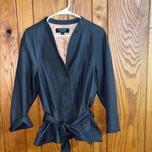Larry Levine Black Women's Blazer with Tie Waist Size 16